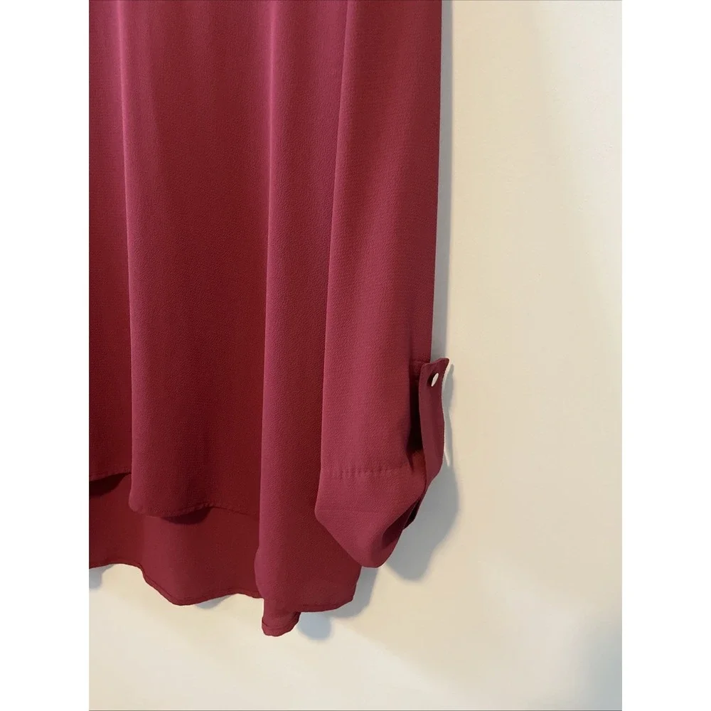 Maggie Sweet XL Rust Red Blouse Button Shoulder Long Sleeve Tunic Top